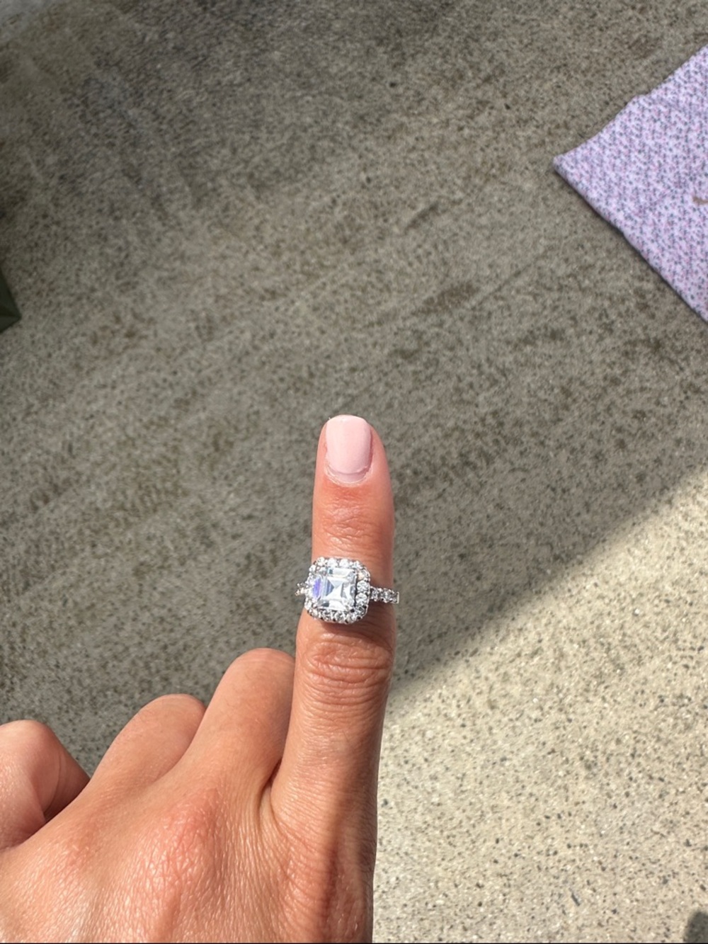 Silver Halo Cushion-Cut Cubic Zirconia Ring